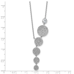 Sterling Shimmer Sterling Silver Rhodium-plated CZ 178 Stone 16 inch with 2 inch extender Circle Drop Necklace