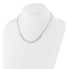 Sterling Shimmer Sterling Silver Rhodium-plated CZ 33 Stone 16 inch with 2 inch extender Paperclip Link Necklace