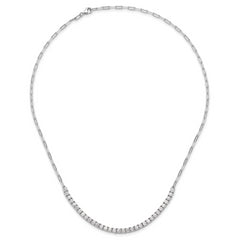 Sterling Shimmer Sterling Silver Rhodium-plated CZ 33 Stone 16 inch with 2 inch extender Paperclip Link Necklace