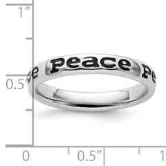 Sterling Silver Stackable Expressions Polished Enameled Peace Ring