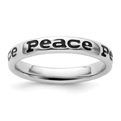 Sterling Silver Stackable Expressions Polished Enameled Peace Ring