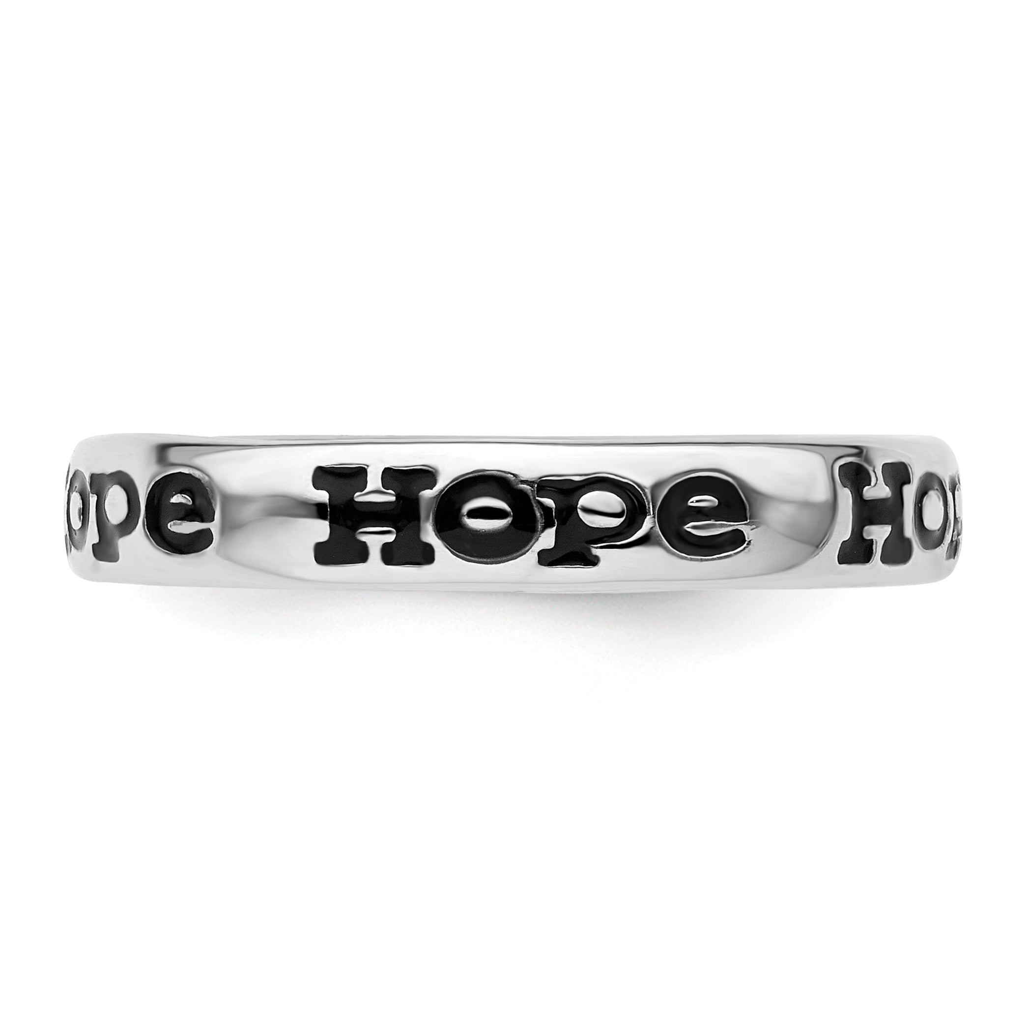 Sterling Silver Stackable Expressions Polished Enameled Hope Ring