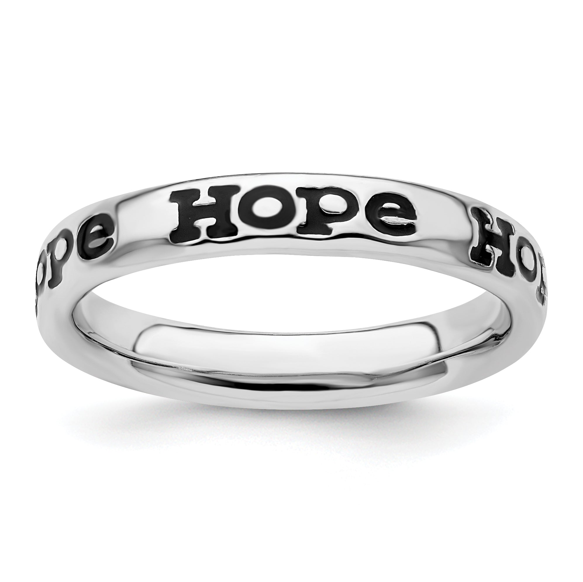 Sterling Silver Stackable Expressions Polished Enameled Hope Ring