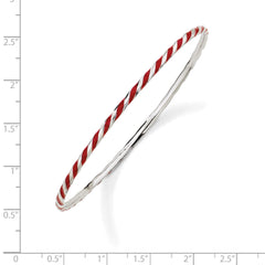 Sterling Silver Stackable Expressions Twisted Red Enamel Bangle