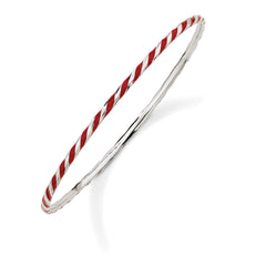 Sterling Silver Stackable Expressions Twisted Red Enamel Bangle