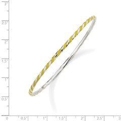 Sterling Silver Stackable Expressions Twisted Yellow Enamel Bangle