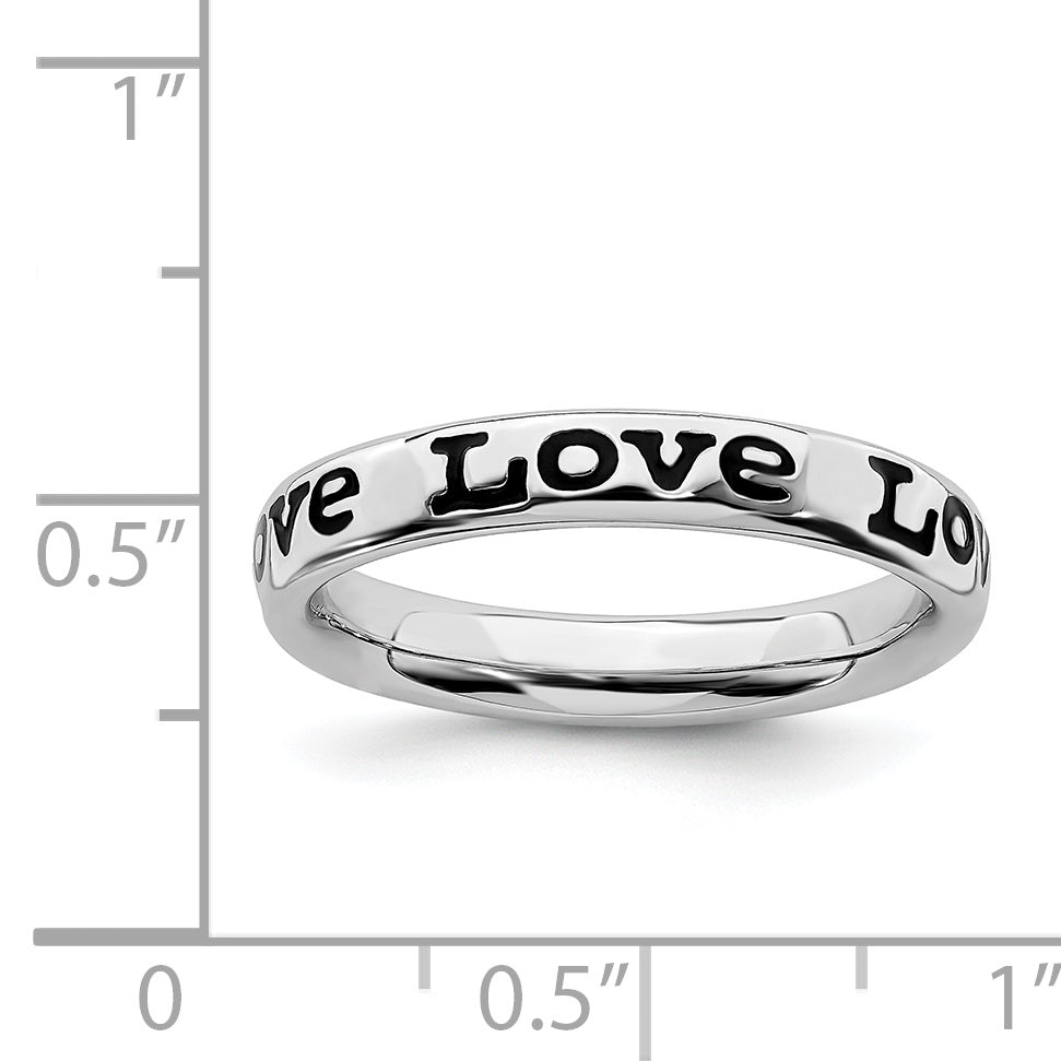 Sterling Silver Stackable Expressions Polished Enameled Love Ring