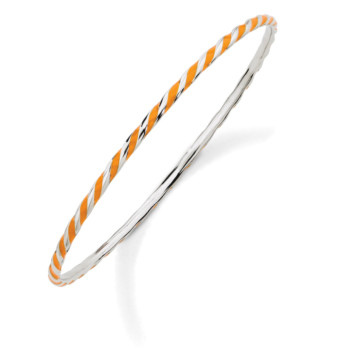 Sterling Silver Stackable Expressions Twisted Orange Enamel Bangle