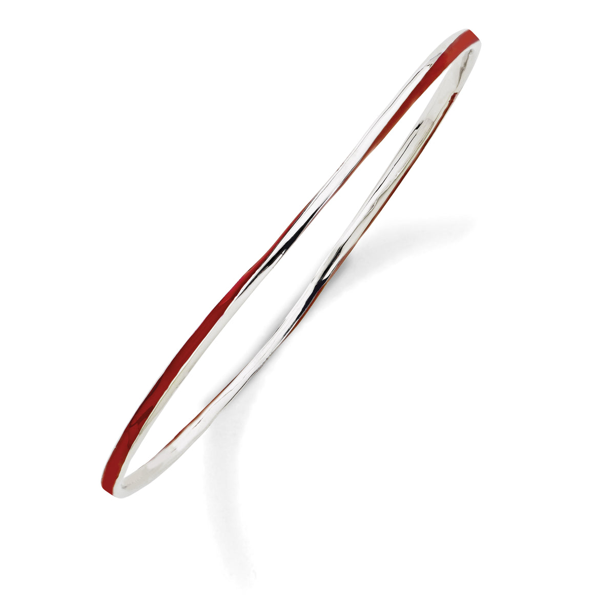 Sterling Silver Stackable Expressions Twisted Red Enamel Bangle