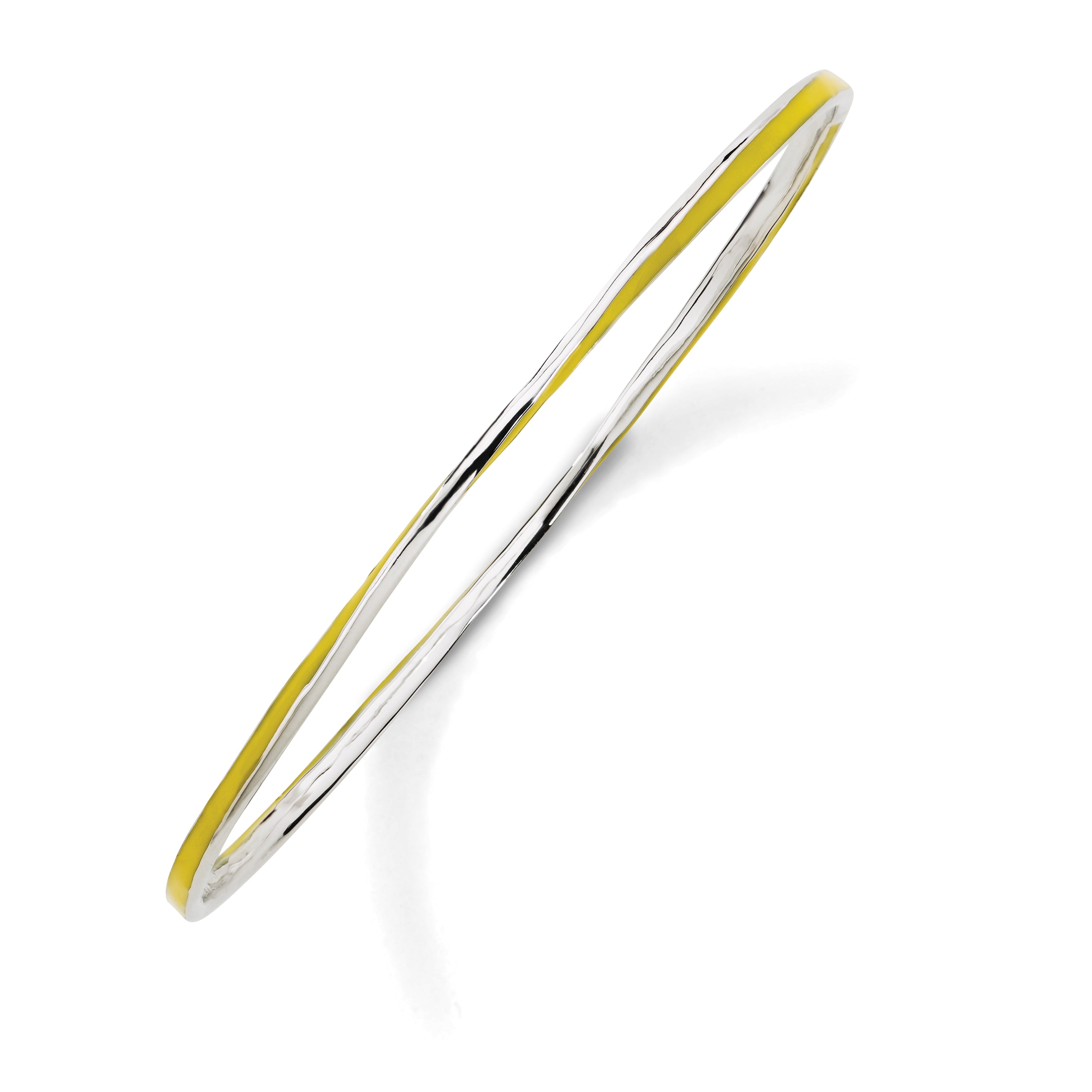 Sterling Silver Stackable Expressions Twisted Yellow Enamel Bangle