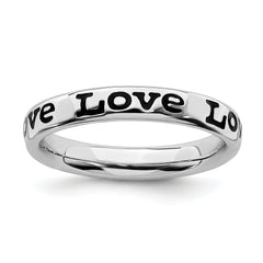 Sterling Silver Stackable Expressions Polished Enameled Love Ring