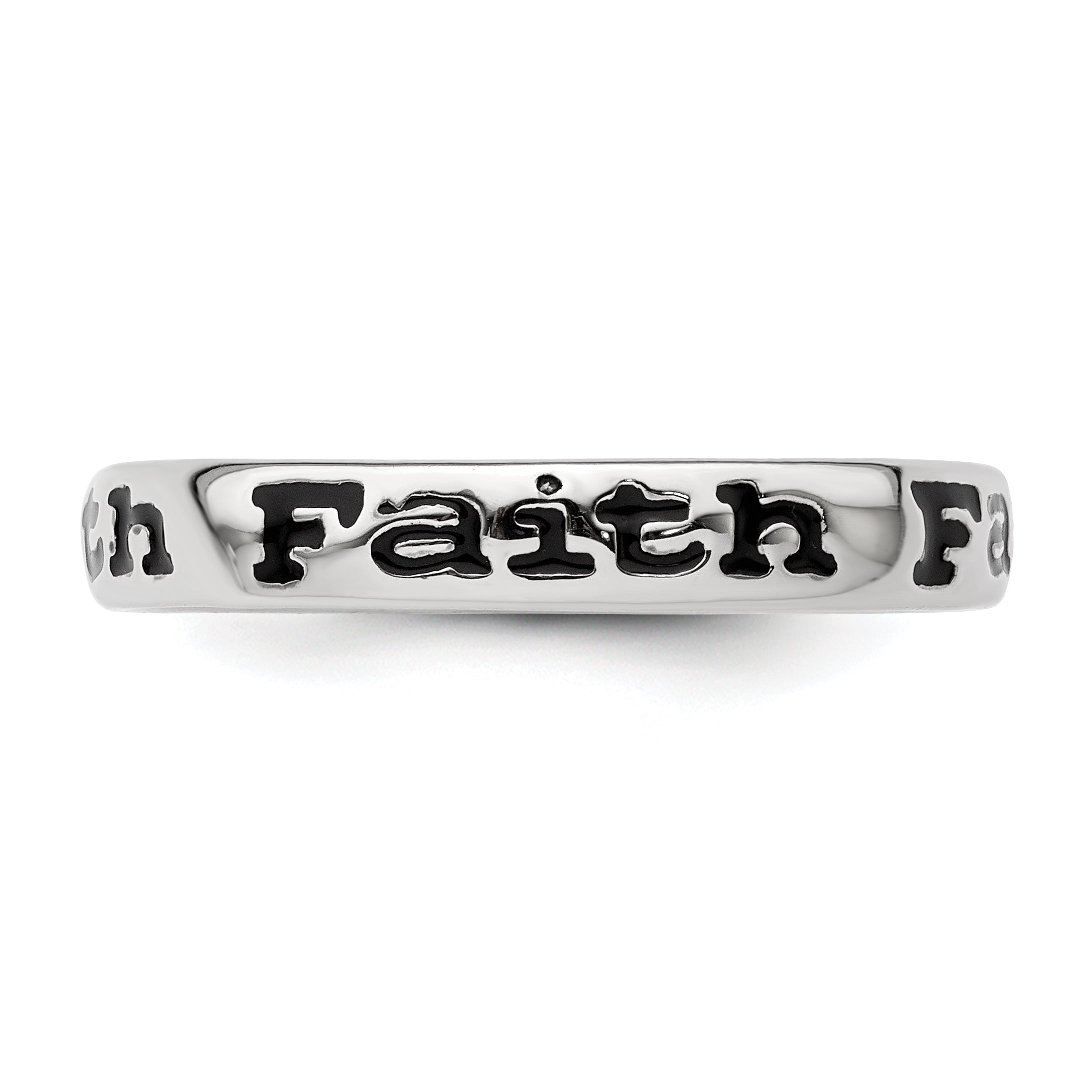 Sterling Silver Stackable Expressions Polished Enameled Faith Ring