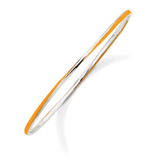 Sterling Silver Stackable Expressions Twisted Orange Enamel Bangle