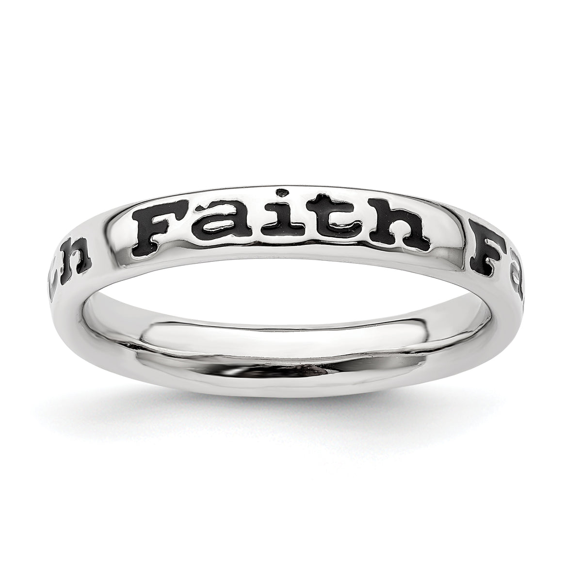 Sterling Silver Stackable Expressions Polished Enameled Faith Ring