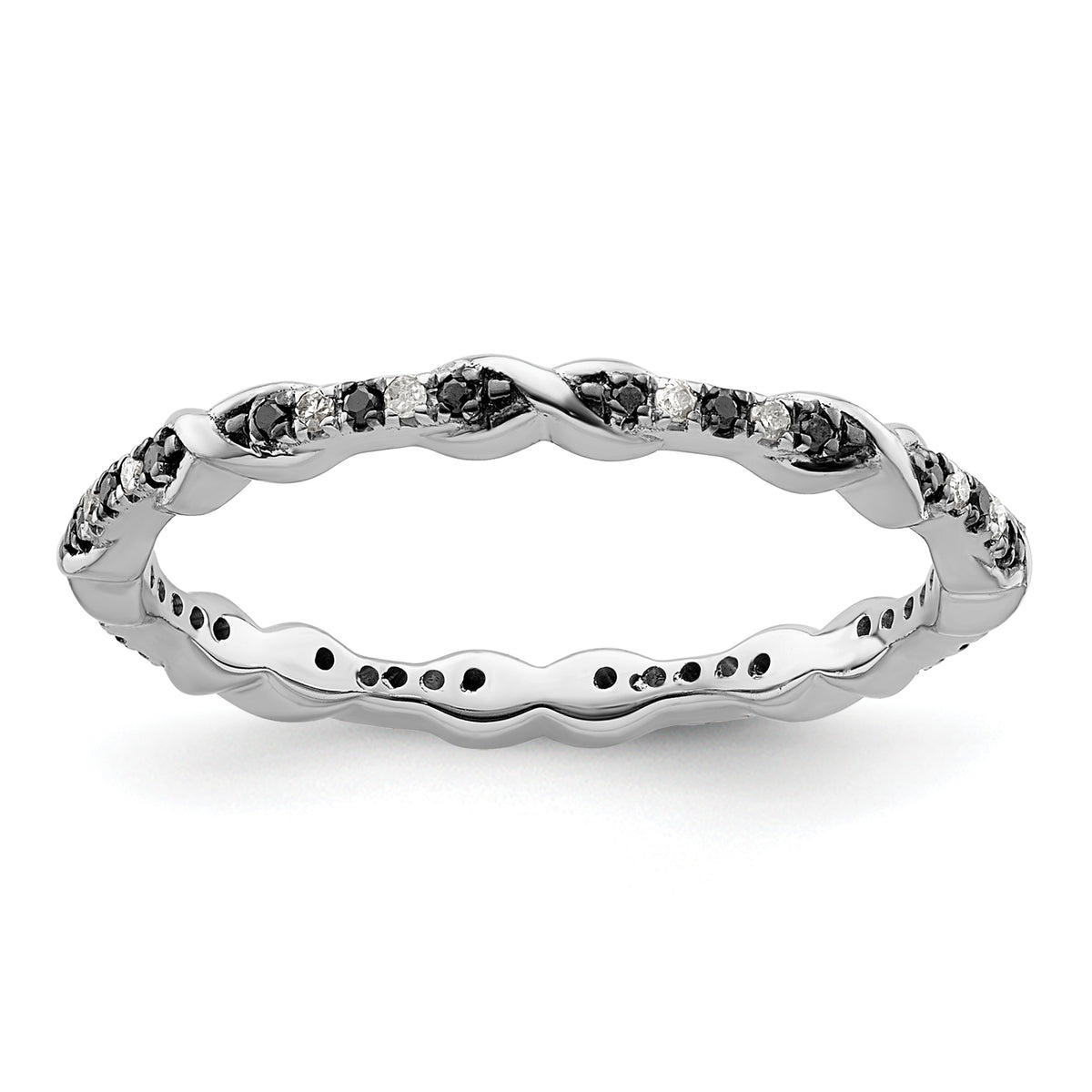 Sterling Silver Stackable Expressions Black & White Diamond Ring