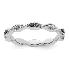 Sterling Silver Stackable Expressions Black & White Diamond Ring