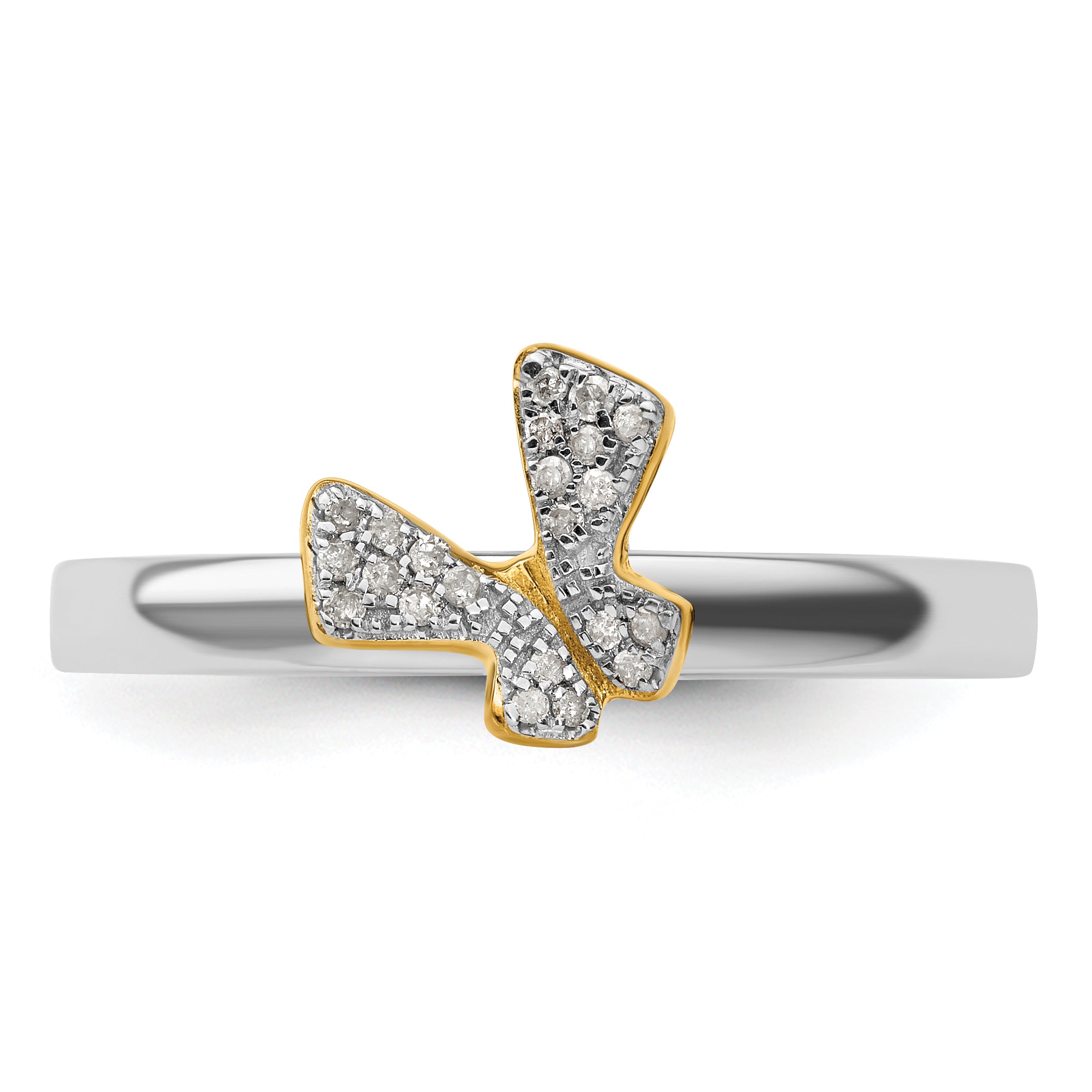 Sterling Silver Stackable Expressions Gold-plate Butterfly Diamond Ring