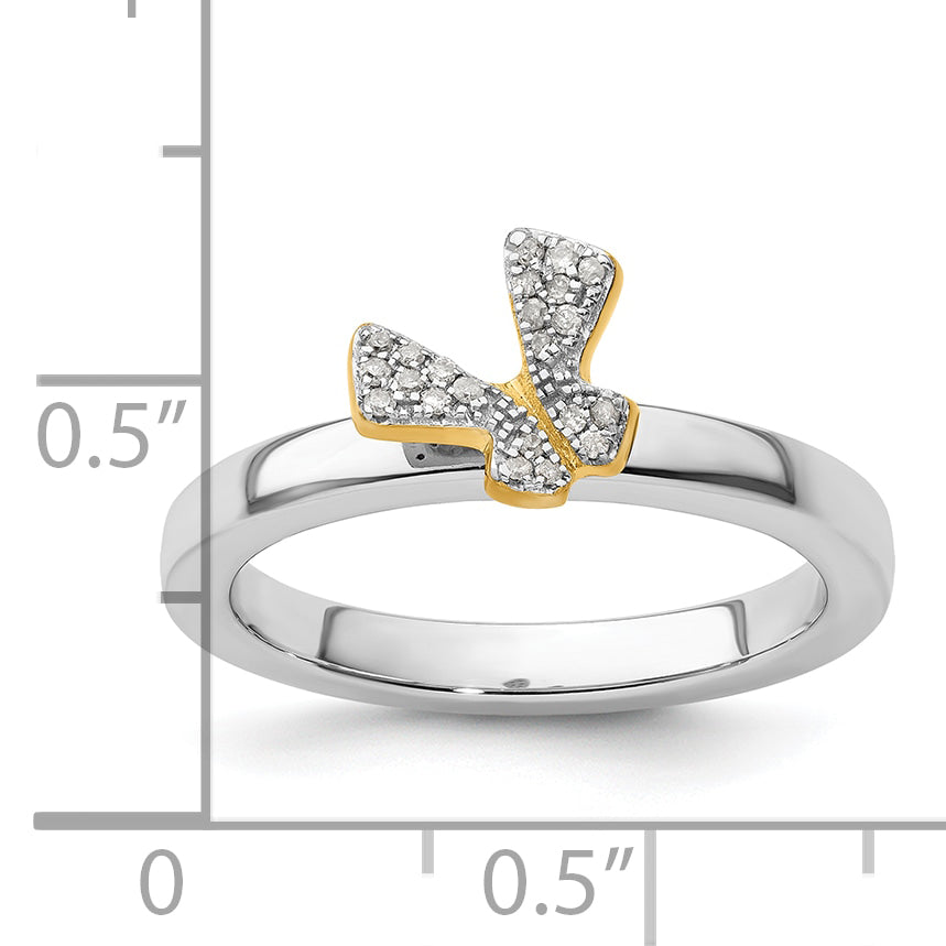 Sterling Silver Stackable Expressions Gold-plate Butterfly Diamond Ring