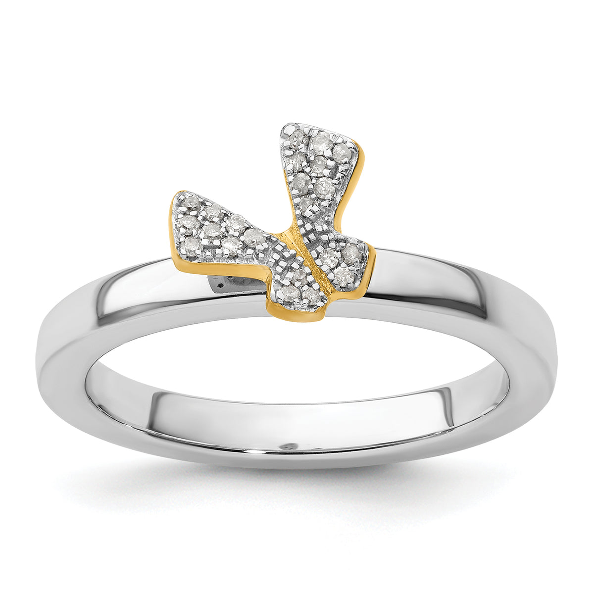 Sterling Silver Stackable Expressions Gold-plate Butterfly Diamond Ring