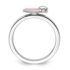 Sterling Silver Stackable Expressions Polished Pink Enameled Heart Ring