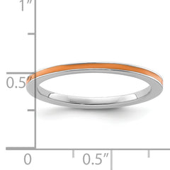 Sterling Silver Stackable Expressions Orange Enameled 1.5mm Ring