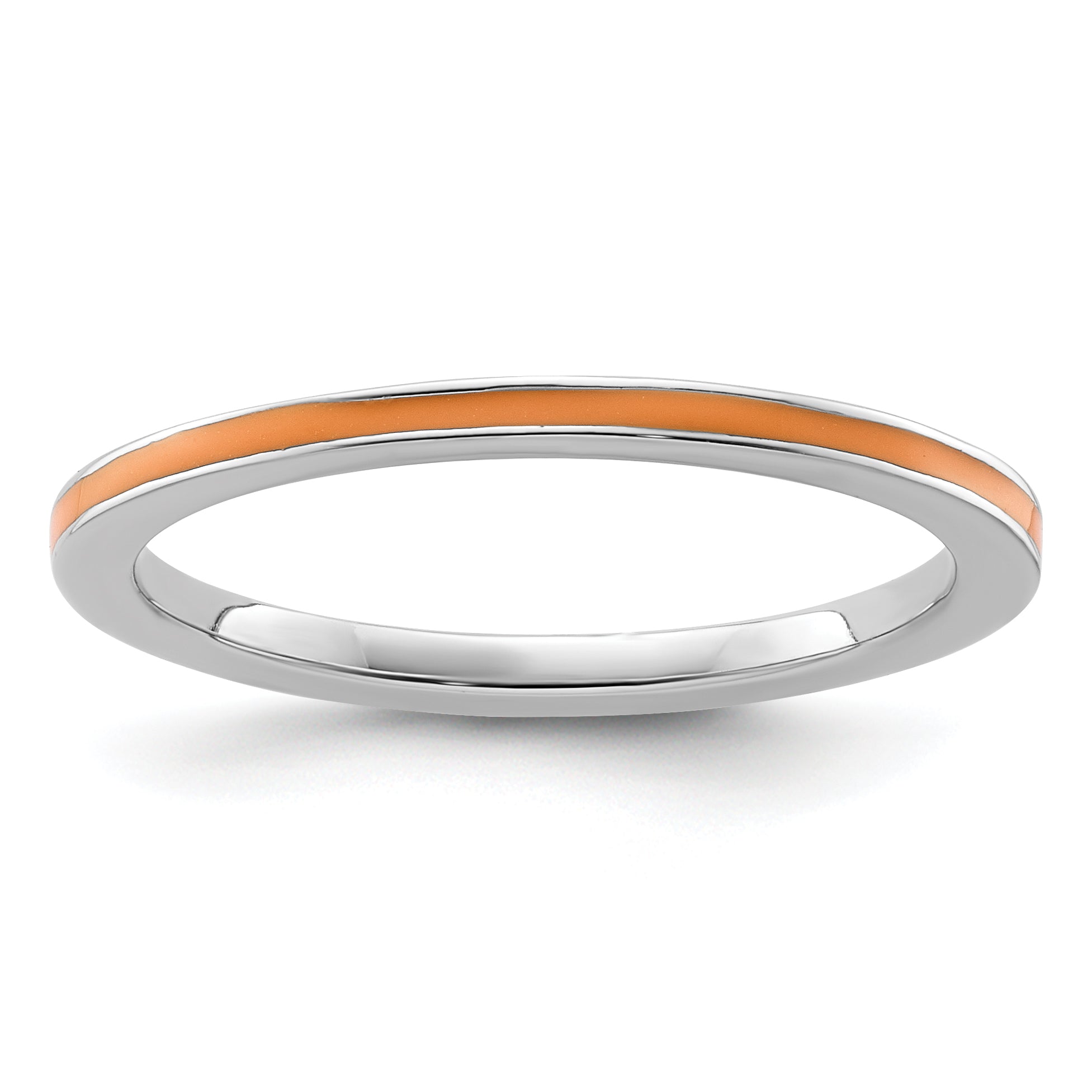 Sterling Silver Stackable Expressions Orange Enameled 1.5mm Ring