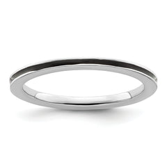 Sterling Silver Stackable Expressions Black Enameled 1.5mm Ring