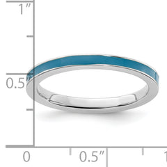 Sterling Silver Stackable Expressions Blue Enameled 2.25mm Ring