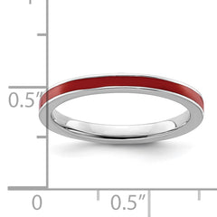 Sterling Silver Stackable Expressions Red Enameled 2.25mm Ring