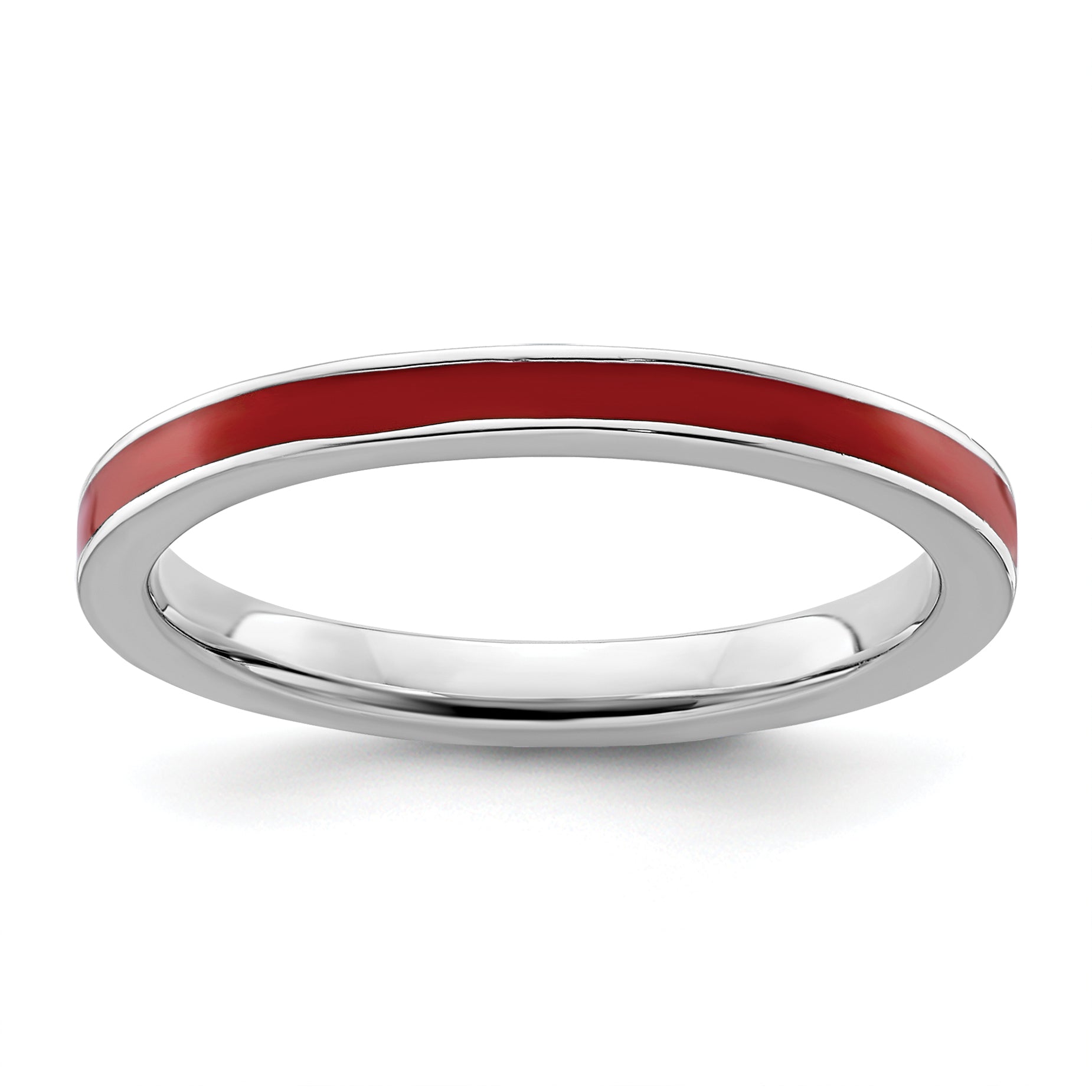 Sterling Silver Stackable Expressions Red Enameled 2.25mm Ring