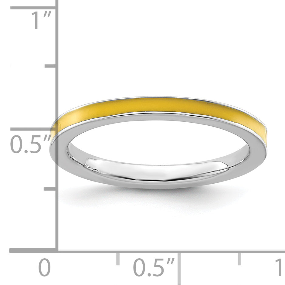 Sterling Silver Stackable Expressions Yellow Enameled 2.25mm Ring