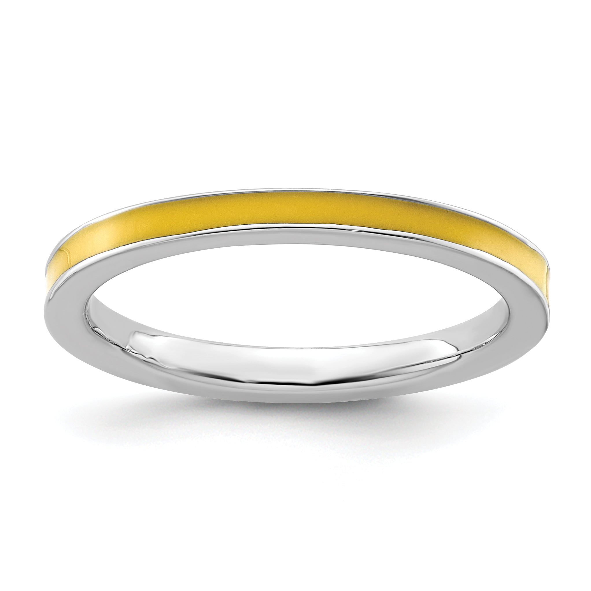 Sterling Silver Stackable Expressions Yellow Enameled 2.25mm Ring