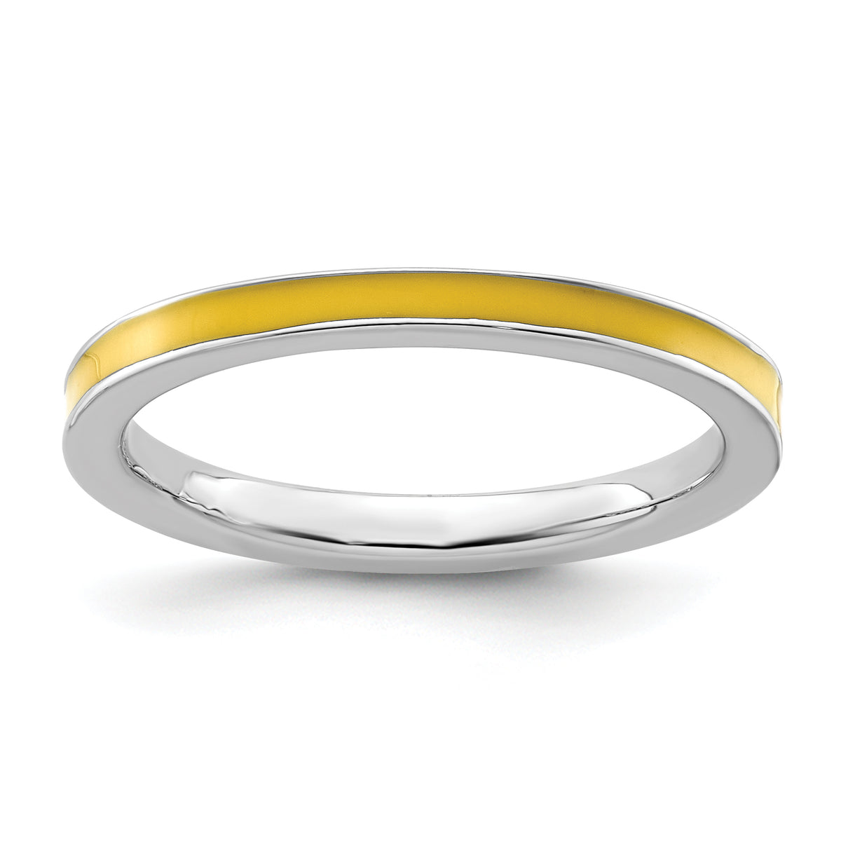 Sterling Silver Stackable Expressions Yellow Enameled 2.25mm Ring