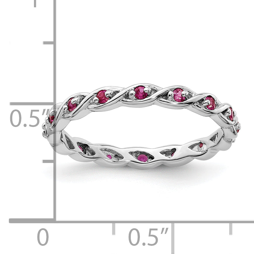 Sterling Silver Stackable Expressions Created Ruby Ring