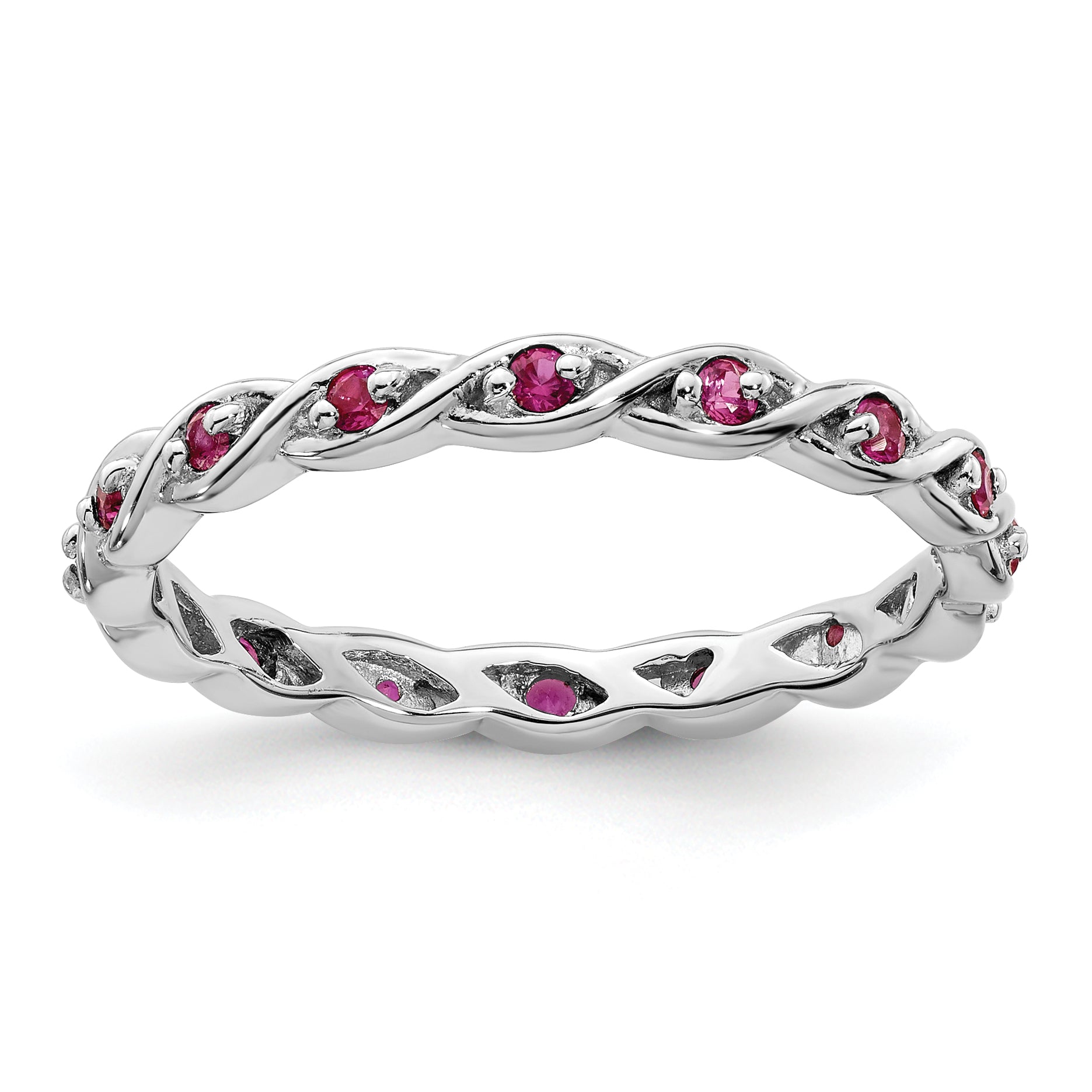 Sterling Silver Stackable Expressions Created Ruby Ring