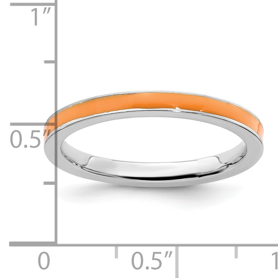 Sterling Silver Stackable Expressions Orange Enameled 2.25mm Ring