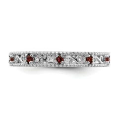 Sterling Silver Stackable Expressions Garnet Ring