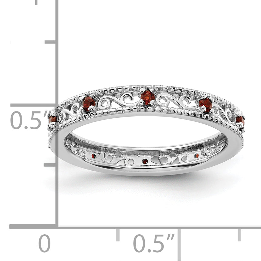 Sterling Silver Stackable Expressions Garnet Ring