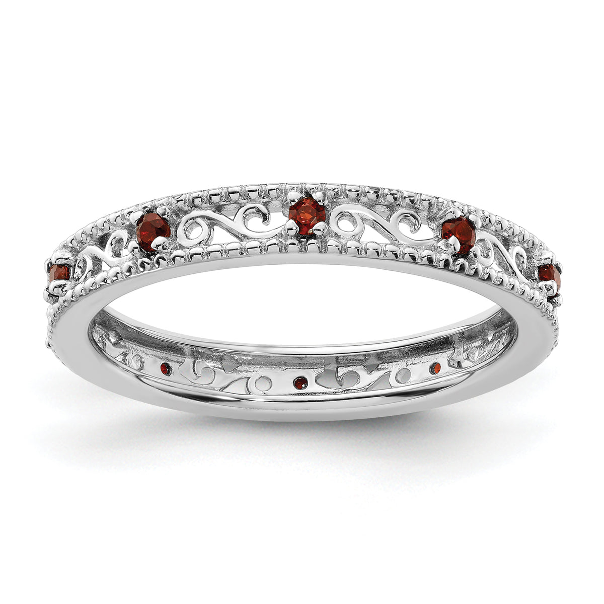 Sterling Silver Stackable Expressions Garnet Ring