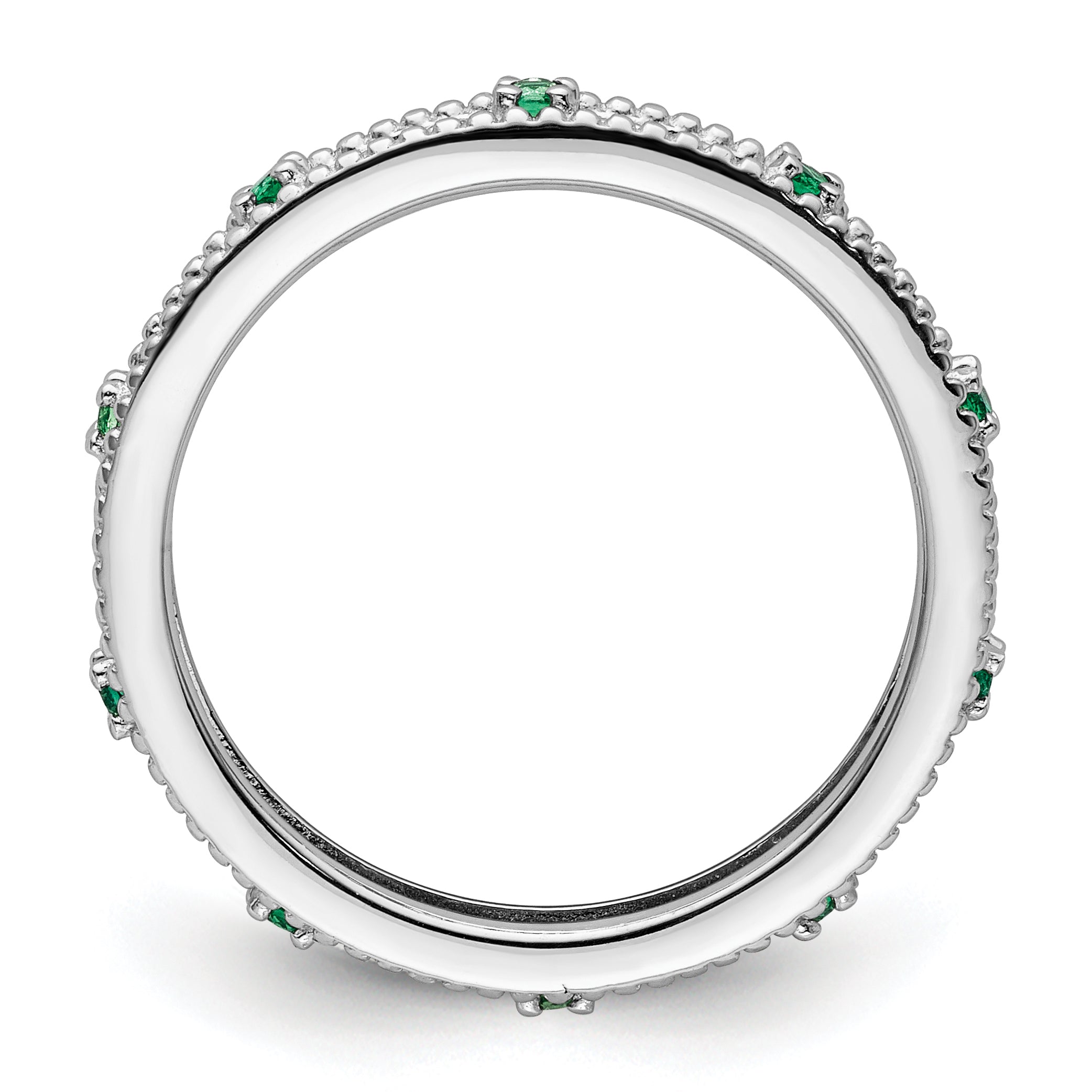 Sterling Silver Stackable Expressions Created Emerald Ring