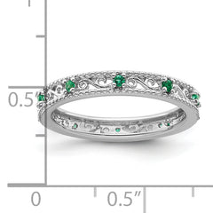 Sterling Silver Stackable Expressions Created Emerald Ring