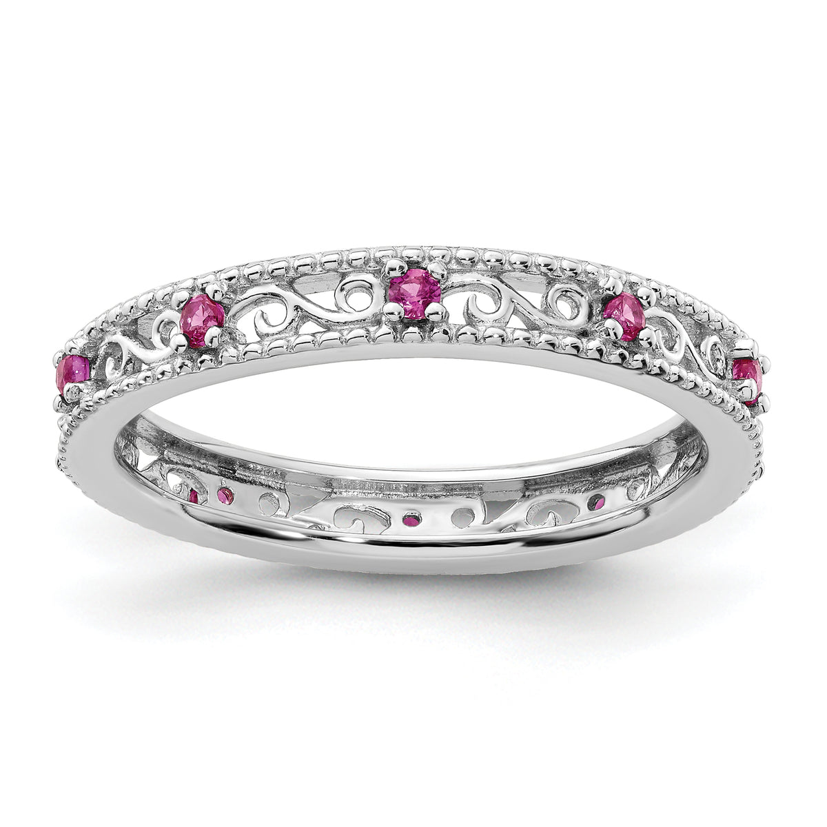 Sterling Silver Stackable Expressions Created Ruby Ring