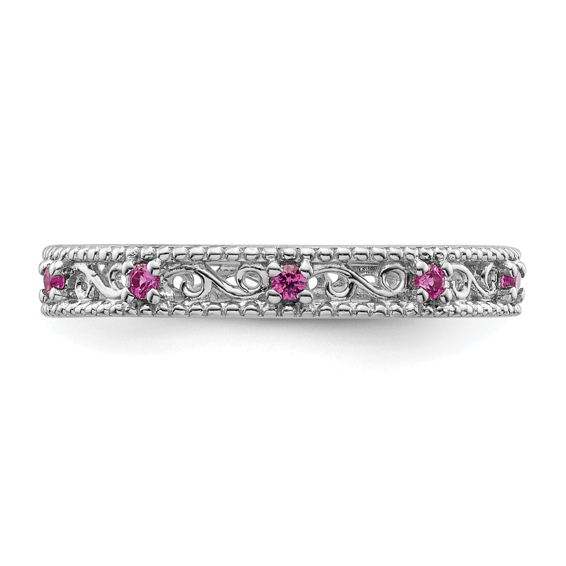 Sterling Silver Stackable Expressions Created Pink Sapphire Ring