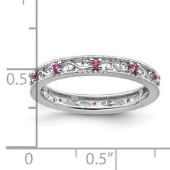 Sterling Silver Stackable Expressions Created Pink Sapphire Ring