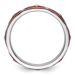 Sterling Silver Stackable Expressions Red Enamel Ring