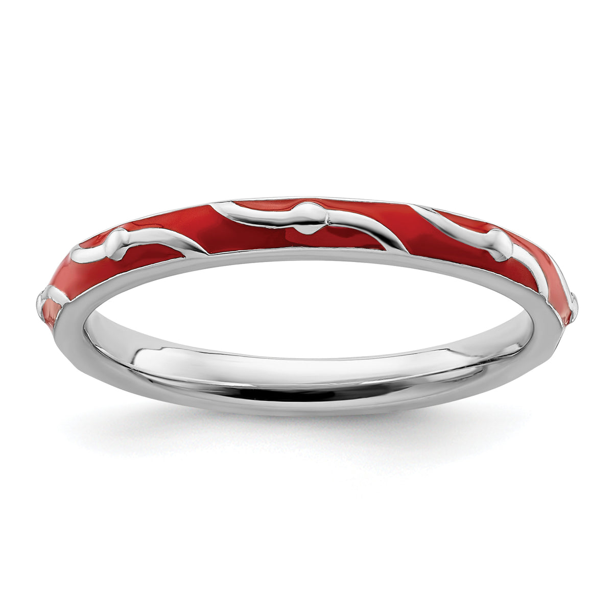 Sterling Silver Stackable Expressions Red Enamel Ring