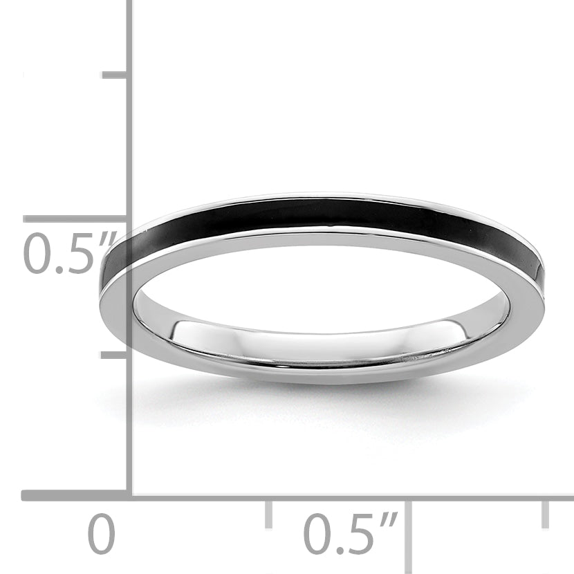 Sterling Silver Stackable Expressions Black Enameled 2.25mm Ring