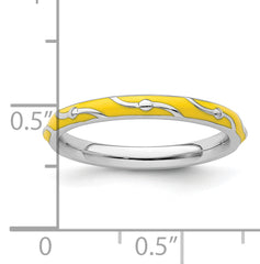 Sterling Silver Stackable Expressions Yellow Enamel Ring