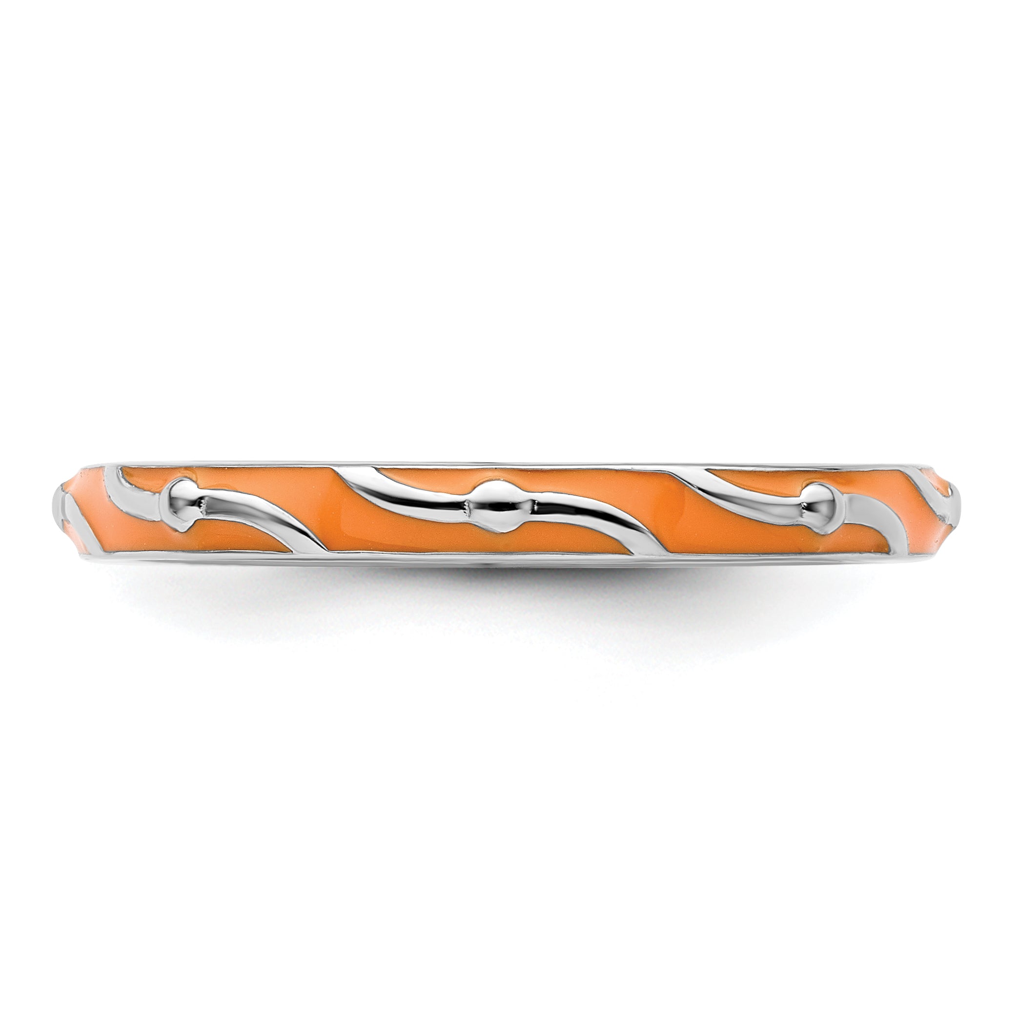 Sterling Silver Stackable Expressions Orange Enamel Ring