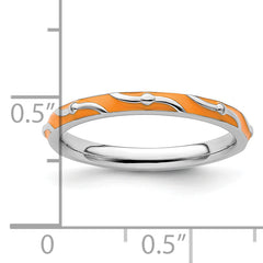 Sterling Silver Stackable Expressions Orange Enamel Ring